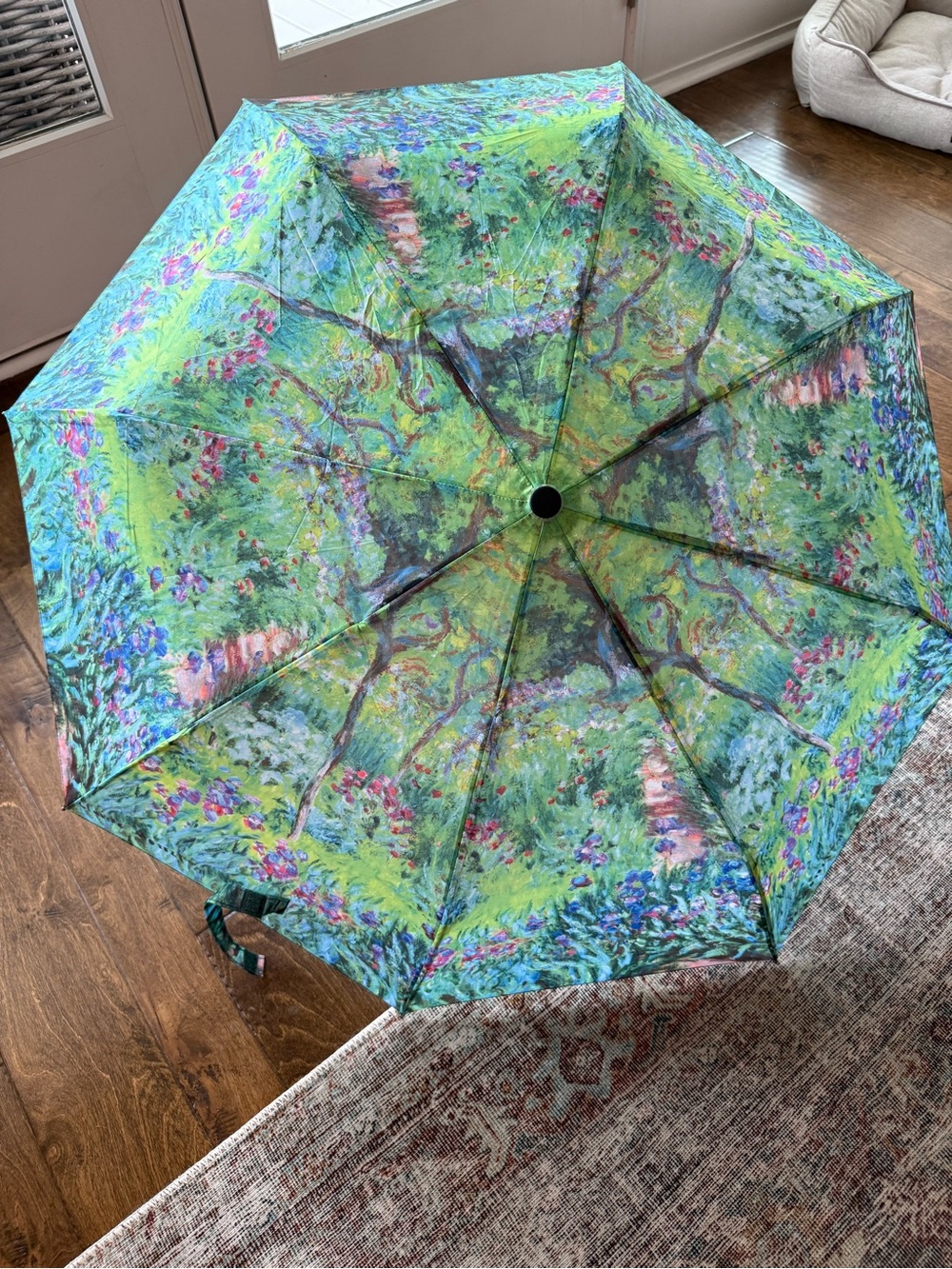 RainStoppers Claude Monet Garden Floral Automatic Umbrella w/ Sleeve